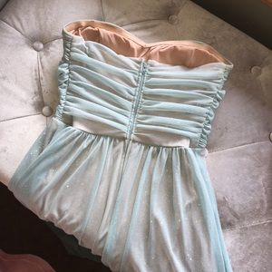 Sparkling Baby Blue Strapless Prom Dress